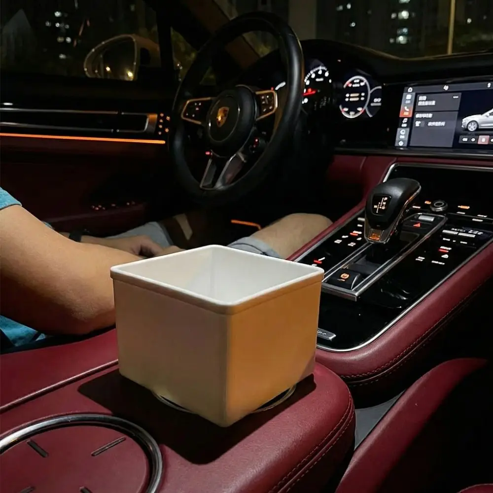 

PP Plastic Car Storage Box 11.8cm X 6.5cm Square Design Cup Holder Organizer Milk Storage Multi-Functional Console Pocket