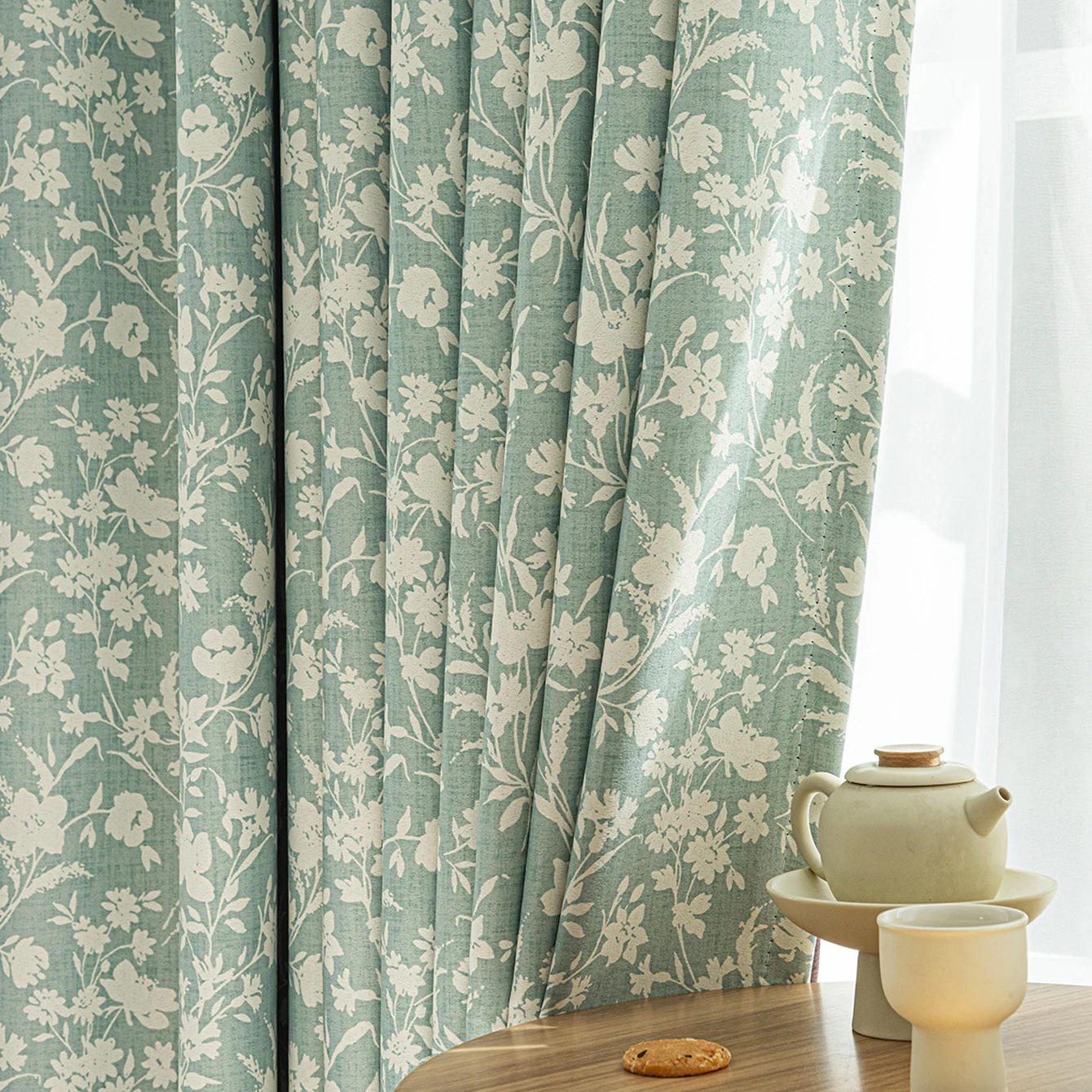 1pc High-coverage Printed Flower-patterned Curtain, Suitable For Living Rooms, Bedrooms and Balconies, and Applicable Throughout