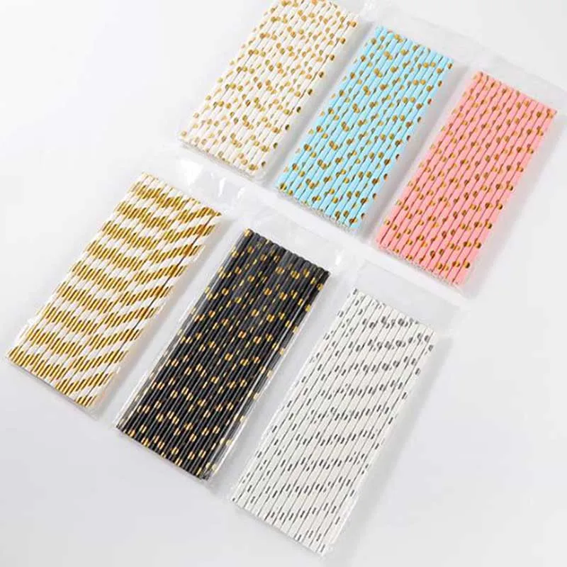 25pcs Disposable Straws Paper Dot Colorful Straw Milk Tea Juice Wedding Birthday Drink Party Straw Accessories Supply