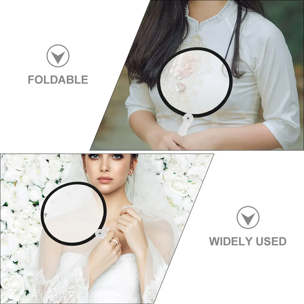 

4 Pcs Folding Fans Round H held Cloth Foldable Women Traditional Dance Party Photo Props Summer Wedding Home Decor Prom