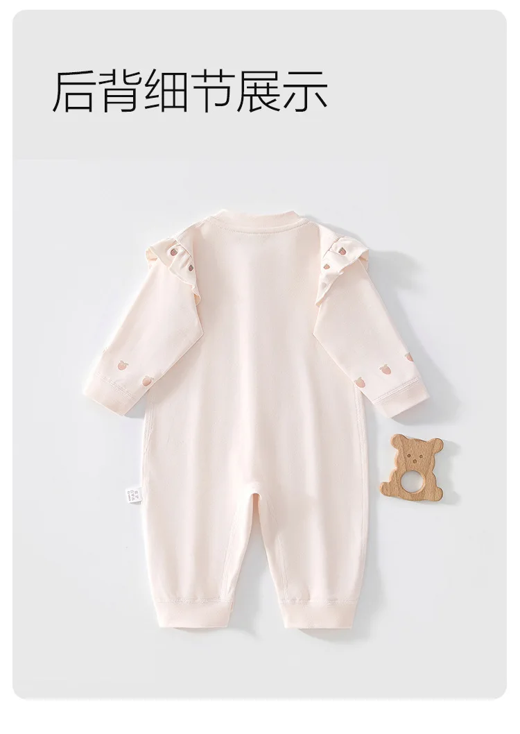 Somenie Class A Seamless Cotton Baby Romper Strawberry Embroidery Spring Autumn Infant Outdoor Crawling Onesie