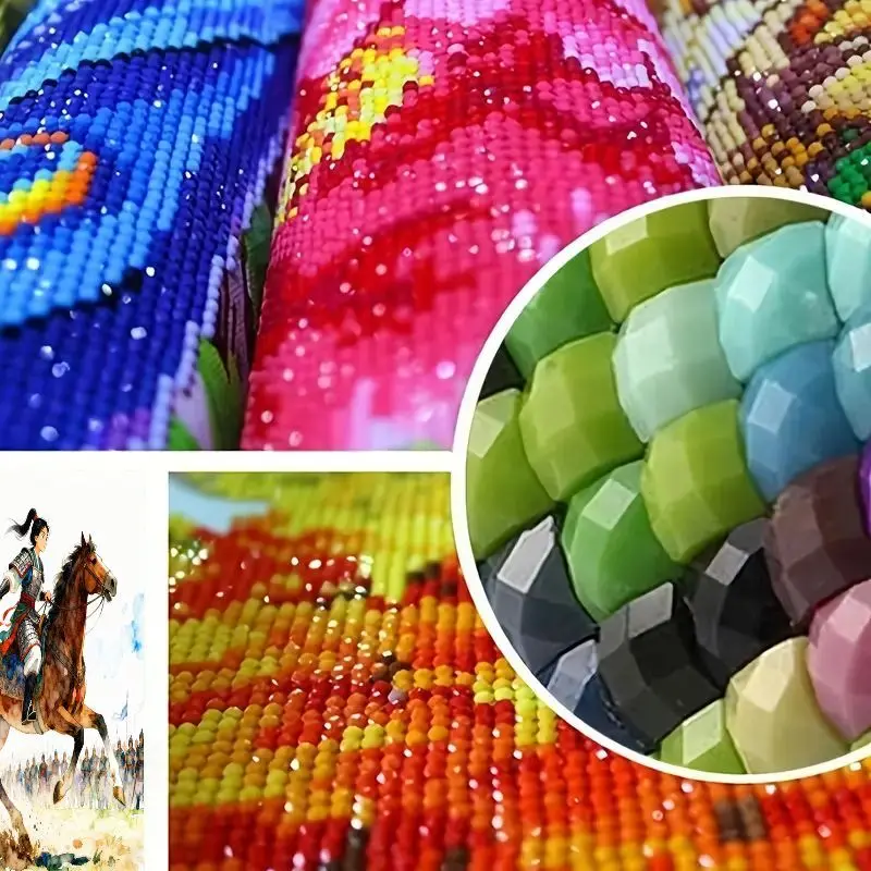 5d diy kit de pintura diamante broca completa, guerreiro feminino majestoso na cavalo com espada, antigo exército líder da heroína chinesa, m