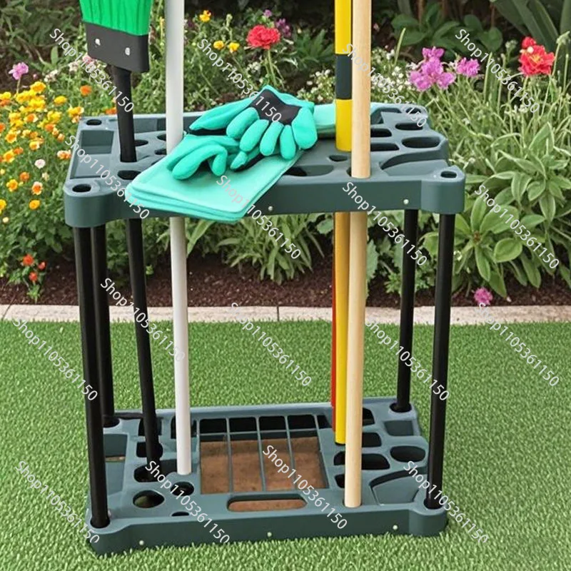 Mop Broom Tool Storage Rack Plug-in Outdoor Garden Garage Floor Organizing Rack Shelf