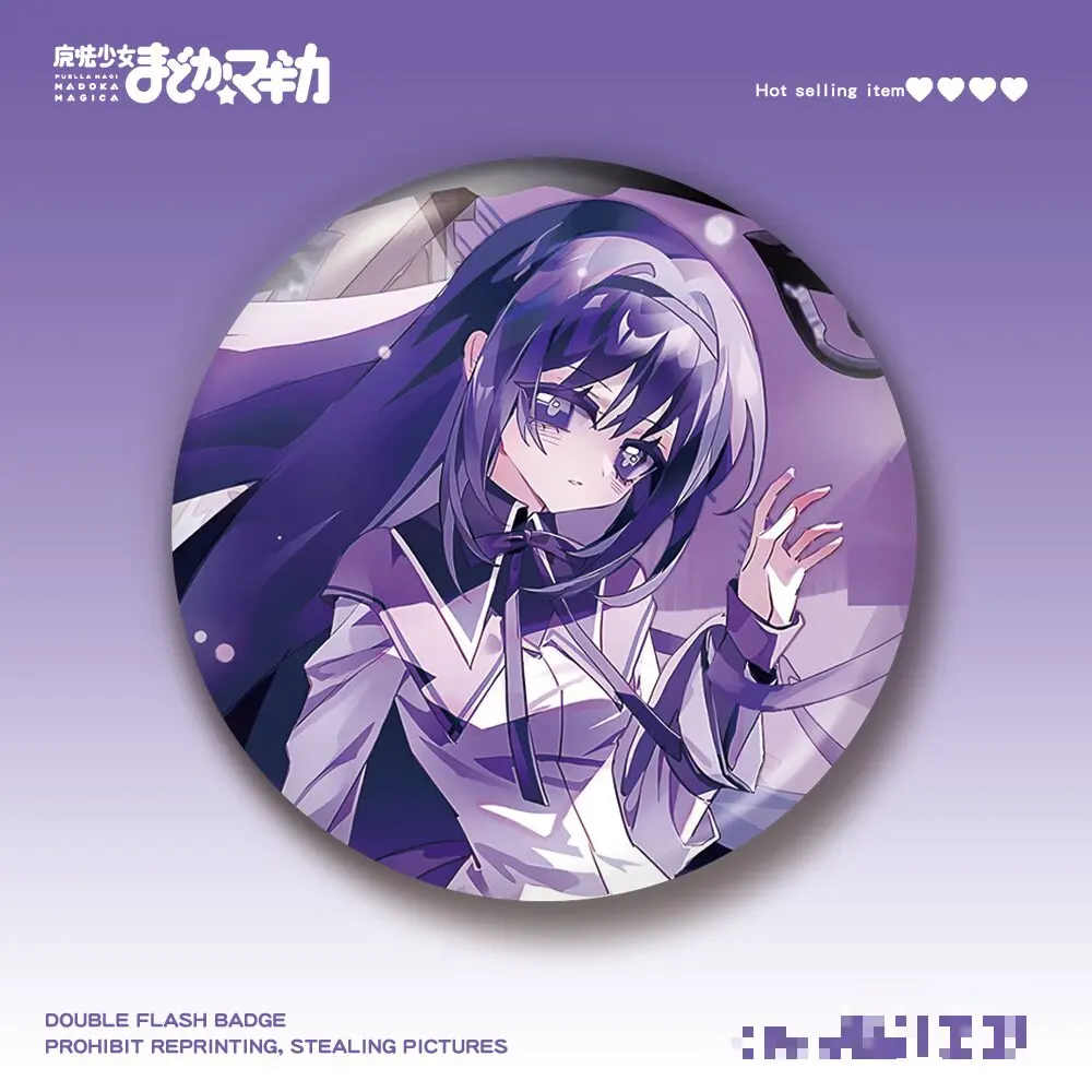 58 มม.อะนิเมะ Puella Magi Madoka Magica Tomoe Mami Miki Sayaka Sakura Kyouko คอสเพลย์เครื่องแต่งกาย Badge Pin SPTE Tinplate เข็มกลัด Prop