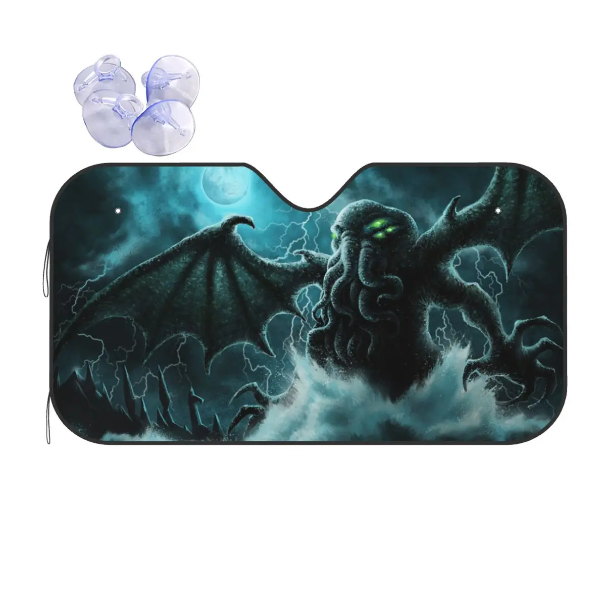 Cthulhu Monster Fantasy Art Fashion Windshield Sunshade 70x130cm Horror Aluminium Foil Sun Visor Front Window Cover