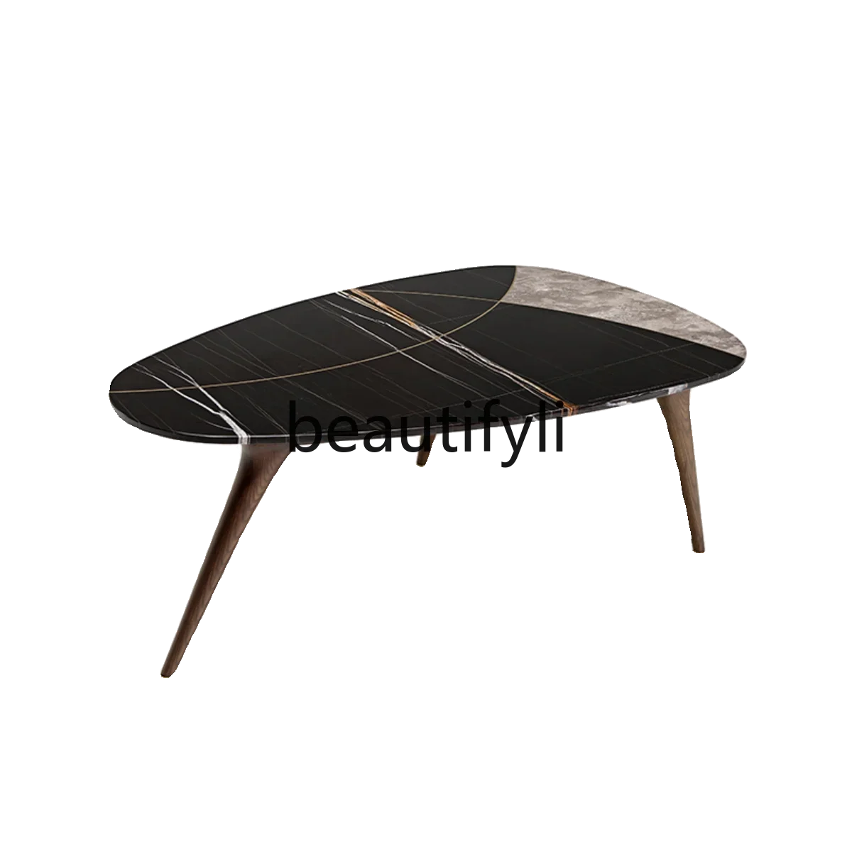 

Italian light luxury designer villa large apartment living room marble coffee table oval home