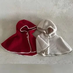 Korean Autumn and Winter Baby Stylish Cloak Hooded Ear Protection Hat Personalized Fleece Windproof and Warm Coat