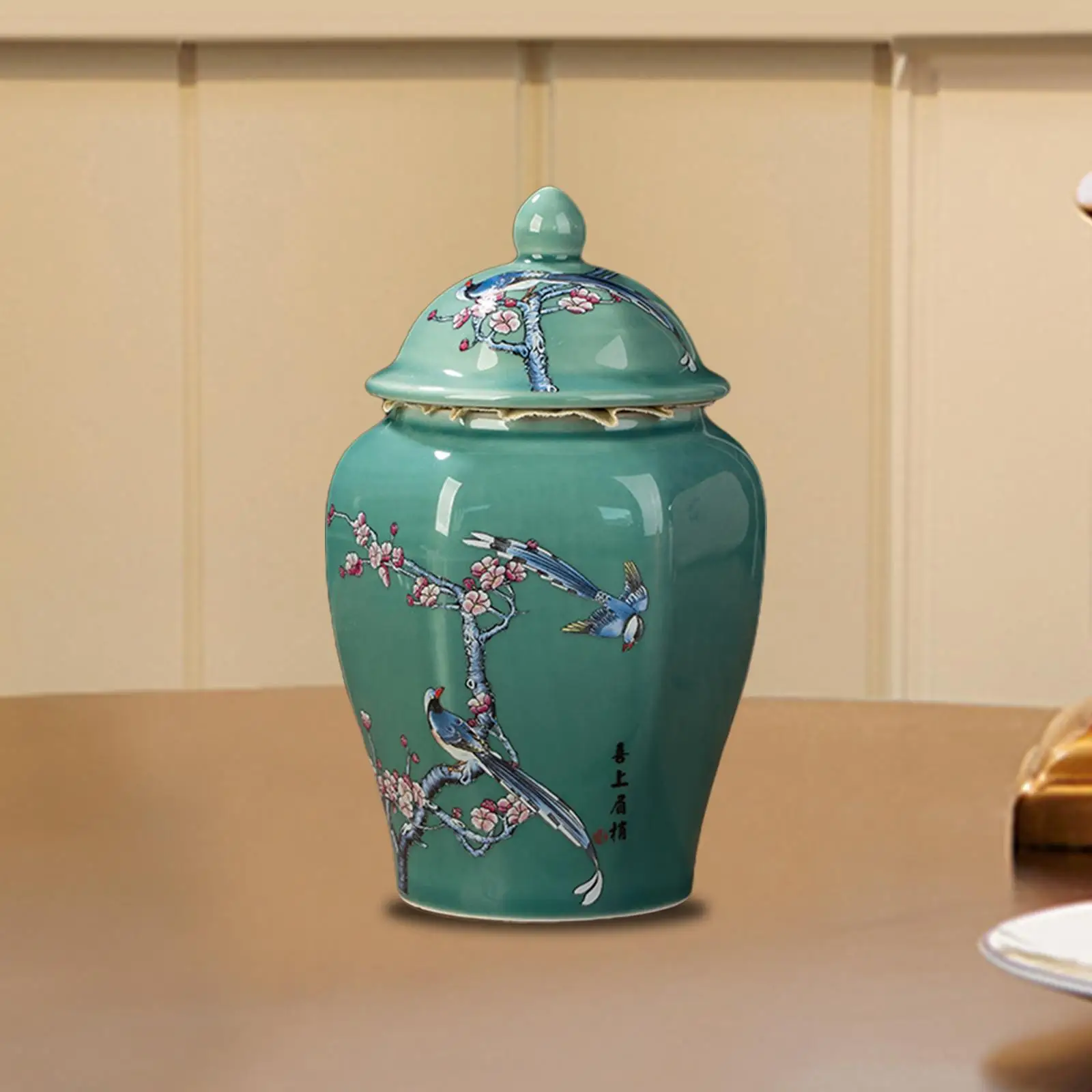 Ceramic Ginger Jar Asian Ginger Jar Ornaments Crafts Mandarin Vase for Desktop