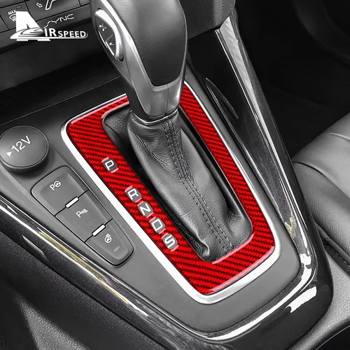 Imagen 2 del producto Para Ford Focus SE 2015 2016 2017 2018 pegatina de fibra de carbono suave Real LHD Panel de cambio de marchas de coche accesorios de ajuste Interior