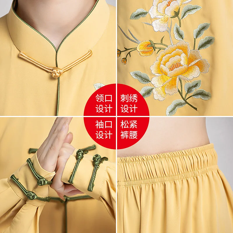 Women's Tai Chi Suit Yellow New Arrival Premium Trendy Spring Autumn Martial Arts Training & Performance Wear 4