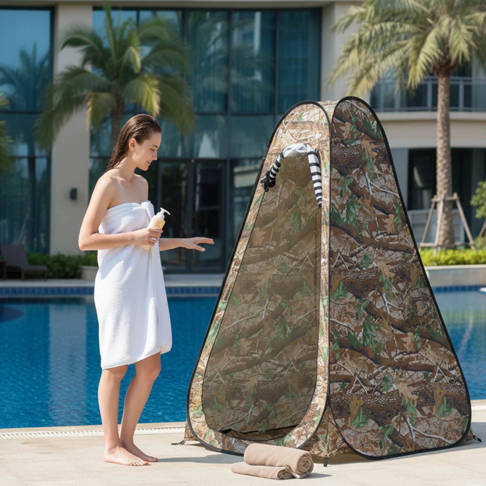 1Set Pop Up Shower Tent No Assembly Required Portable Outdoor Privacy Toilet Changing Room Camping Beach Lake