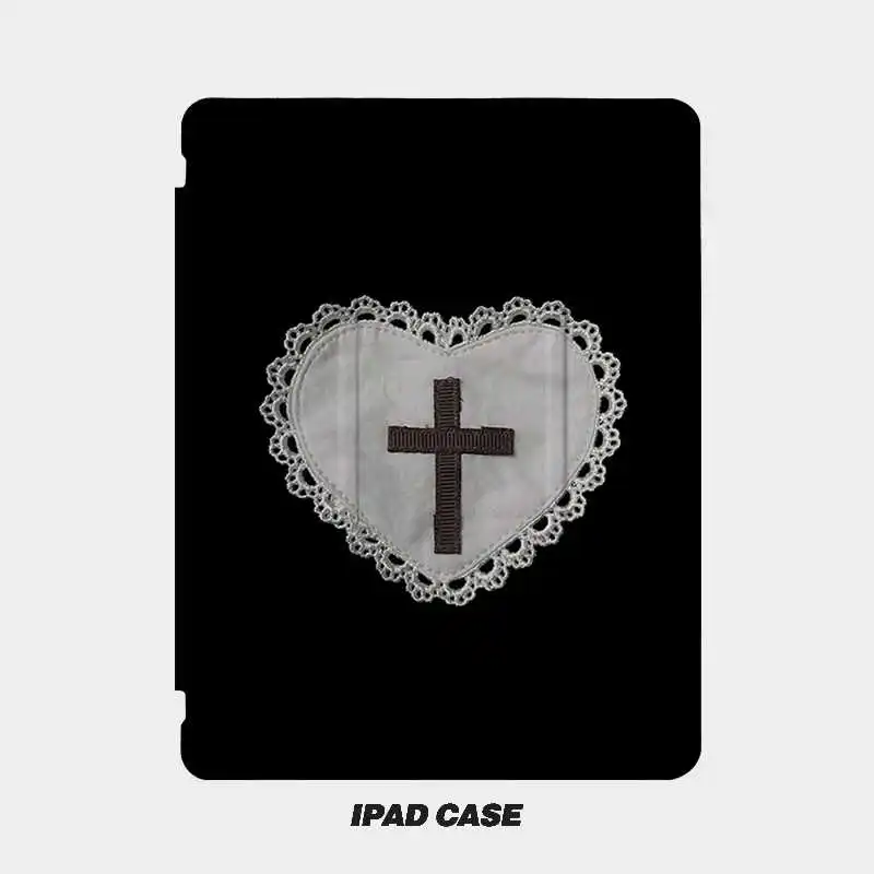 Simple Creative Lace Love Case 3+Y Fold For Samsung S8 S9 S11 S10 FE S6 Lite Tablet Case 10S 11 / S8PLUS / S6 Lite / A7 8 Case