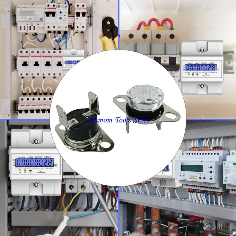 57BE 90C Thermals Control Switches 250Volt 16Amp Normally Closed Bimetal Disc Structure Easy Flanges Installation for Appliances