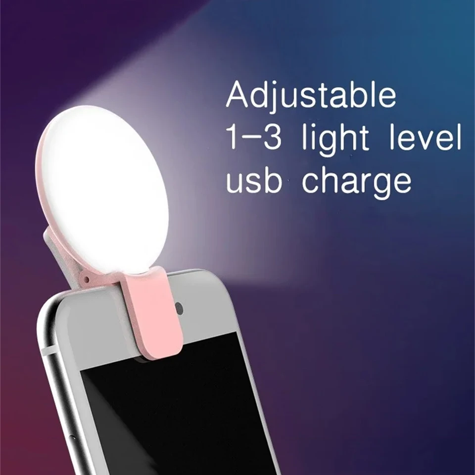 Lampada a LED portatile Telefono Video dal vivo Luce di bellezza Telefono cellulare universale Selfie Luce di riempimento Carica USB Fotografia Clip Anello luminoso