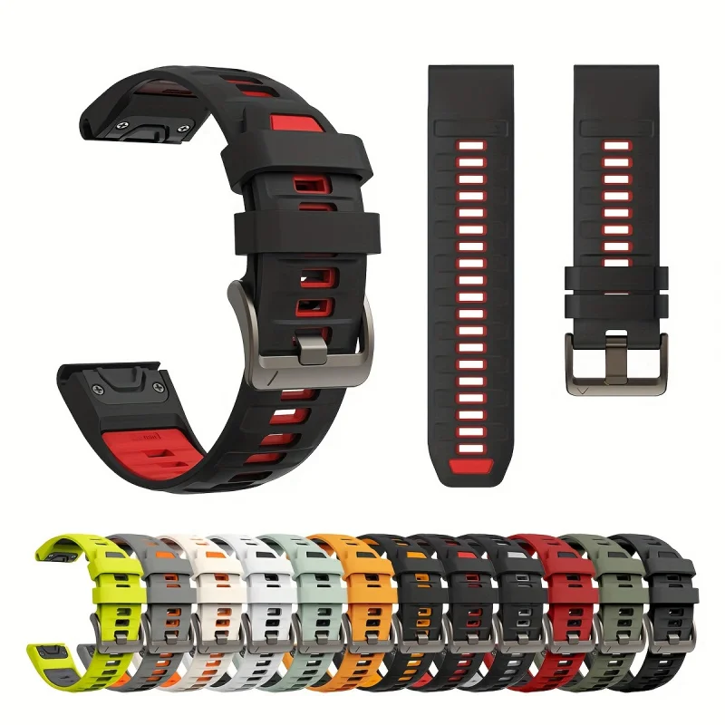 20/22/26mm Two-Tone Quick Fit Silicone Watch Band For Garmin