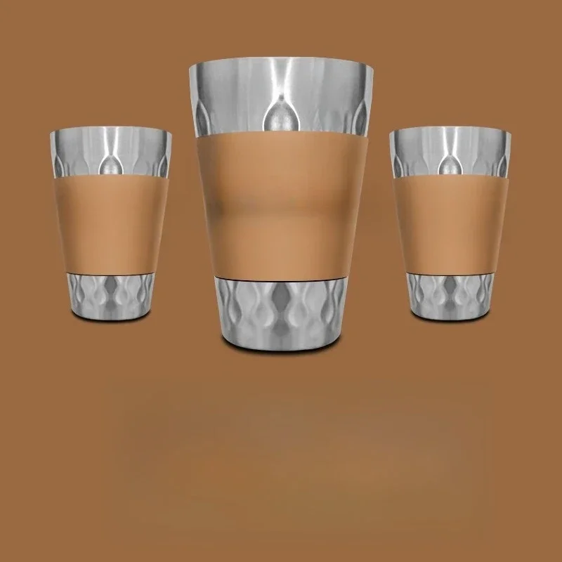 

American camping water cup double-layer 304 stainless steel outdoor travel portable bag tea beer coffee cup