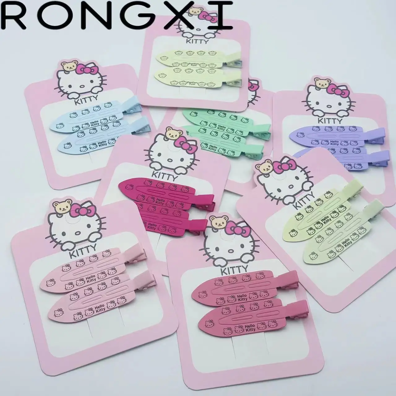 2pcs 헬로 키티 원활한 머리핀 귀여운 만화 Sanrio BB 헤어 클립 액세서리 소녀 머리 장식 앞머리 클립 달콤한 헤어 클립 선물