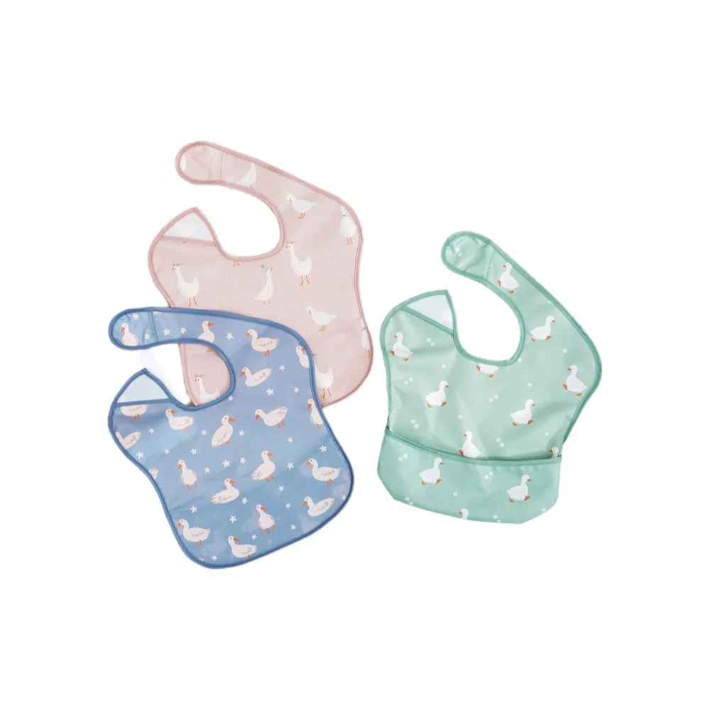 HappyFlute 3 pièces bavoirs pour bébé ensemble imperméable taille unique s'adapte à tous les bavoirs d'alimentation pour nourrissons en tissu imprimé animal réutilisable
