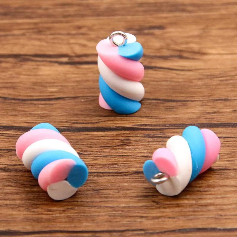 10Pcs 6-Color Cotton Candy Earring Charms | Kawaii 3D Pendant | DIY Findings for Keychain Bracelets | Jewelry Making Supplies