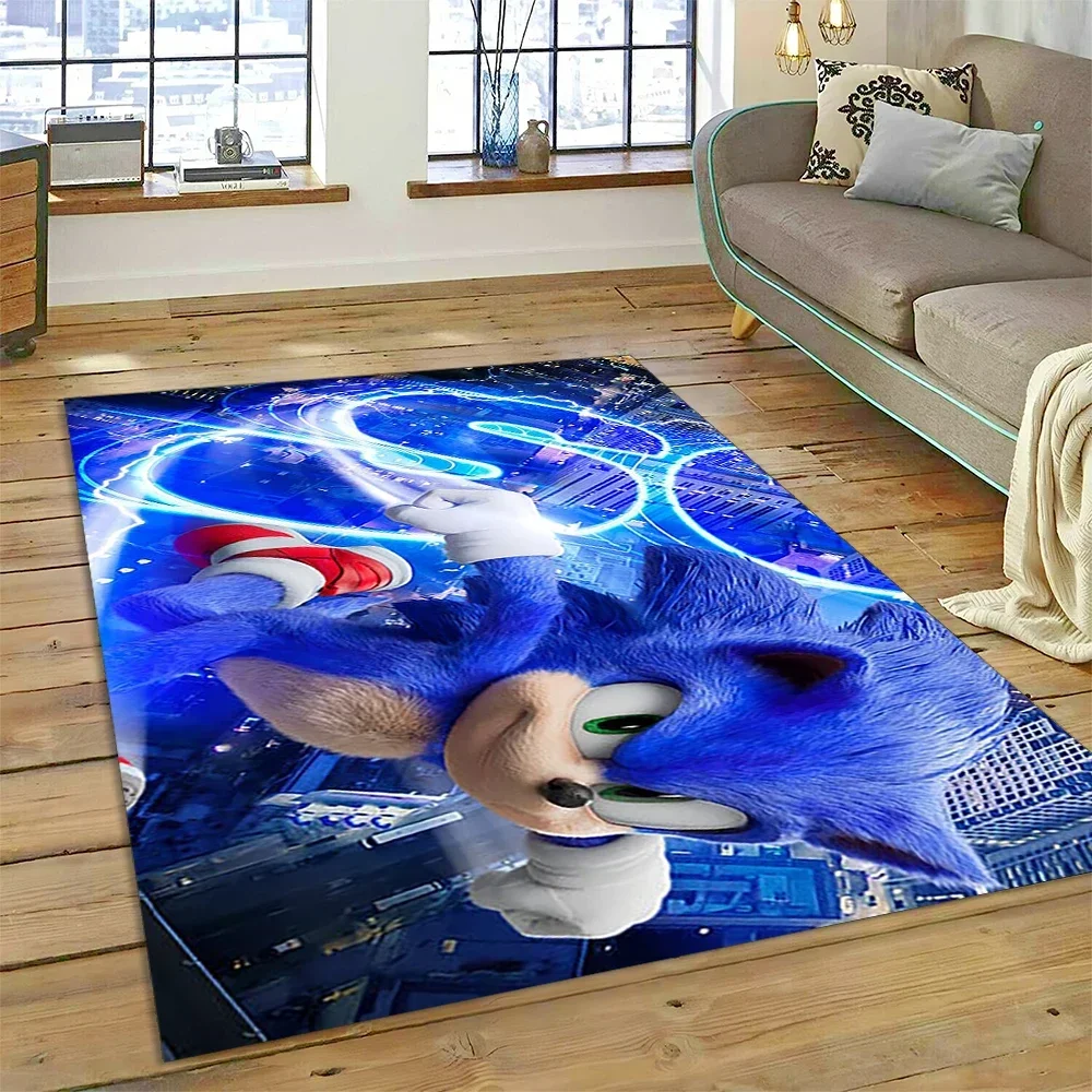 Game Anime 3D S-Sonic Cartoon Carpet Rug for Bedroom Living Room Home Sofa Decoration,Children Game Large Decor Floor Mat Gift