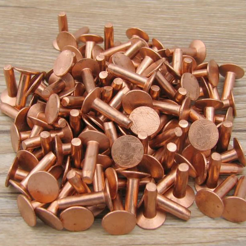Solid Brass/Copper Leather Rivets With Burrs Copper Rivet Studs Permanent Tack Fasteners Craft Belts Halters Bridle