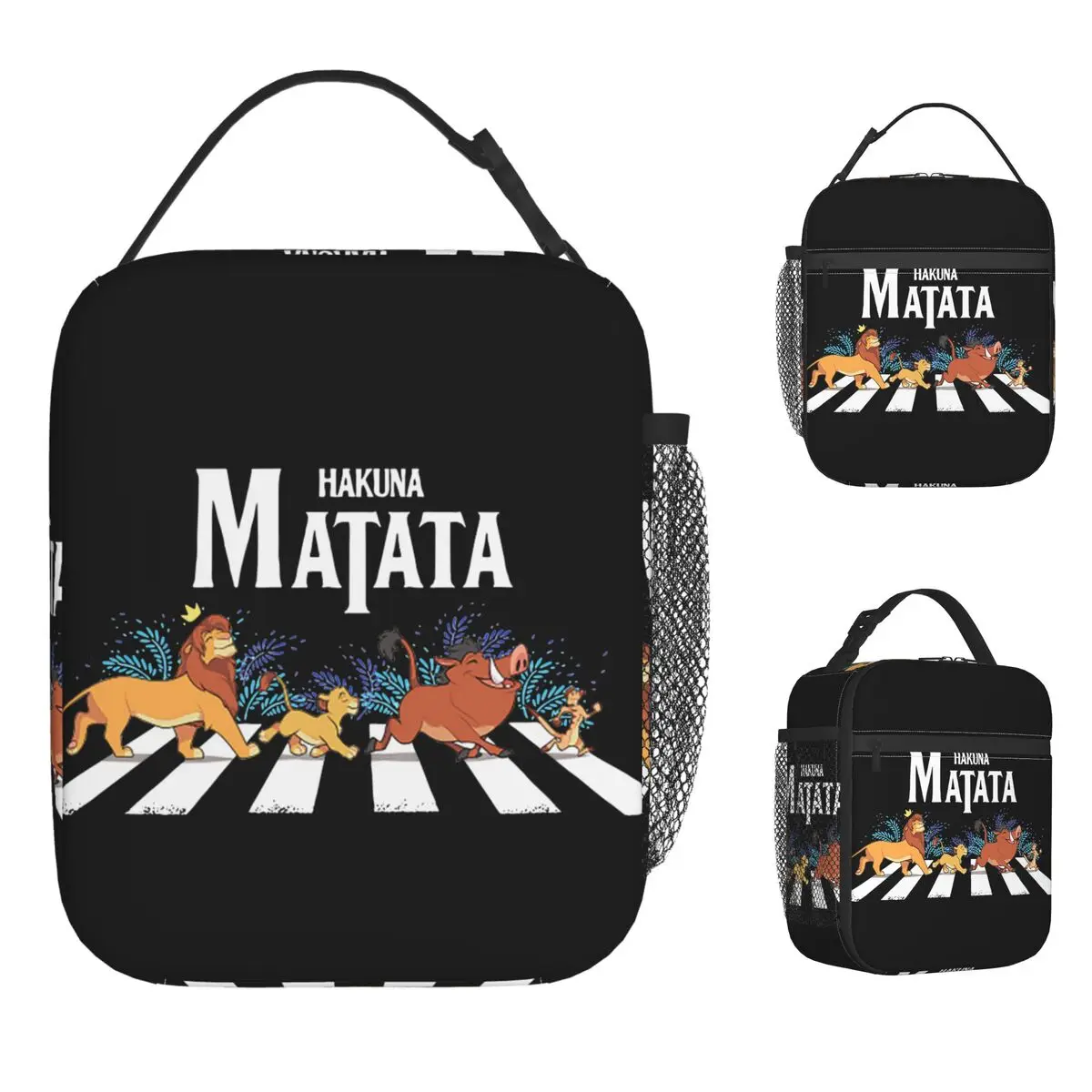 

The Lion King Matata Road Cartoon Insulated Lunch Bags Cooler Bag Lunch Container Portable Tote Lunch Box Food Storage Bags