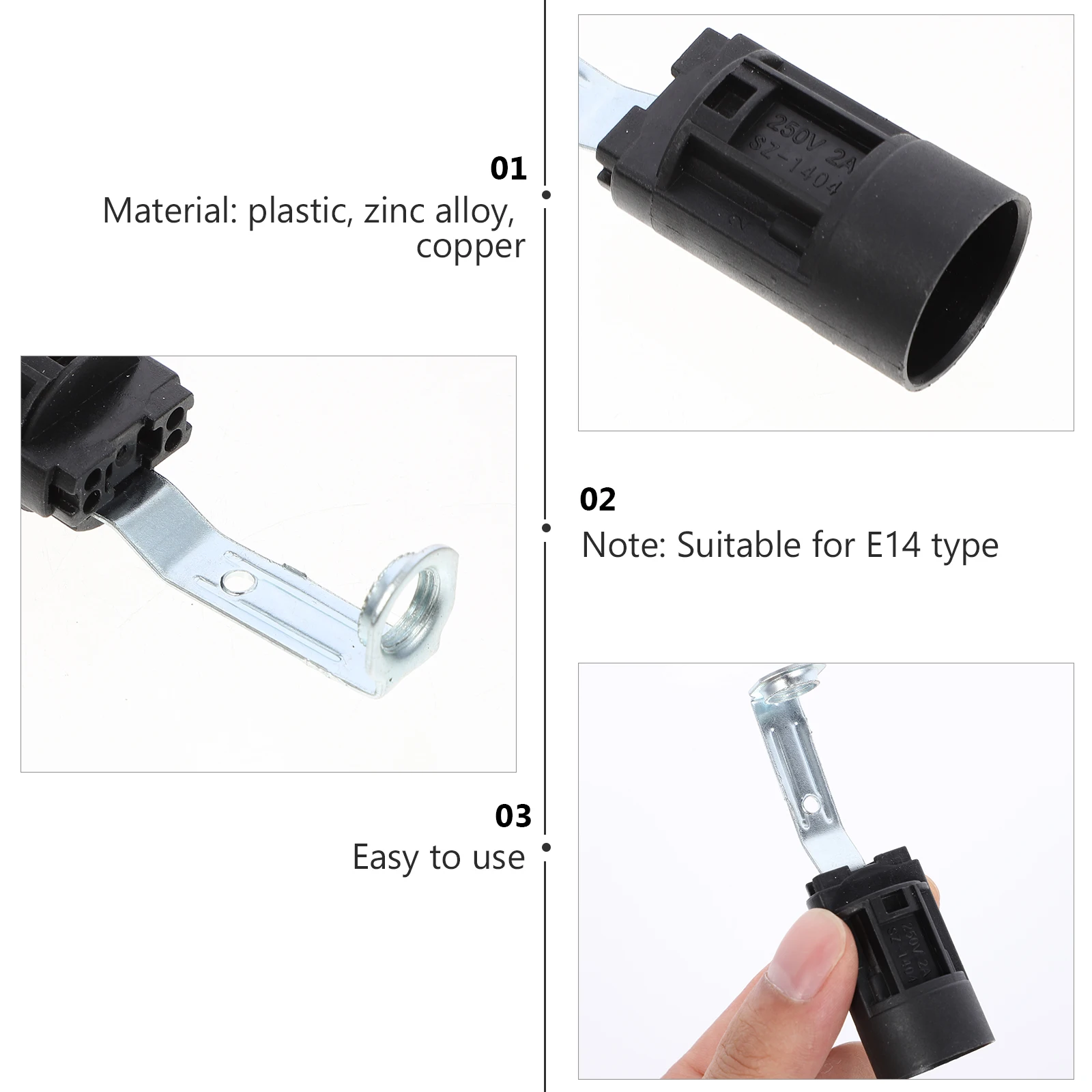 

10 pcs E14 C Light Bulb Socket Black Holder 80mm for Table Lamp Wall Light DIY Home Decoration Plastic Zinc Alloy Durable