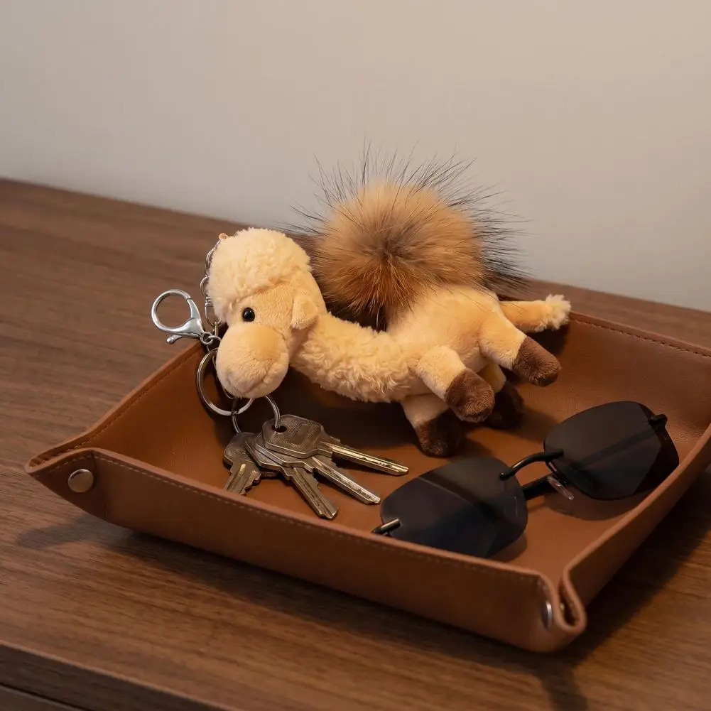 Cute Camel Plush Keychain Soft Stuffed Animal Pendant With Detachable Metal Buckle Charm For Keys Backpack Everyday Accessory