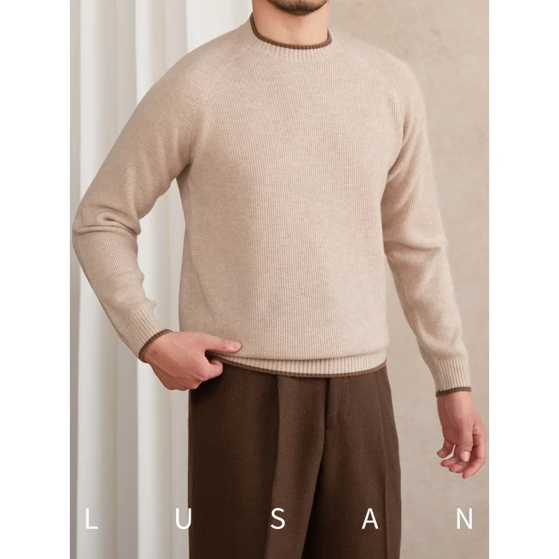 

Mr. Lusan, осенне-зимний теплый шерстяной облегающий пуловер с круглым вырезом, вязаный свитер в британском стиле, повседневный универсальный свитер