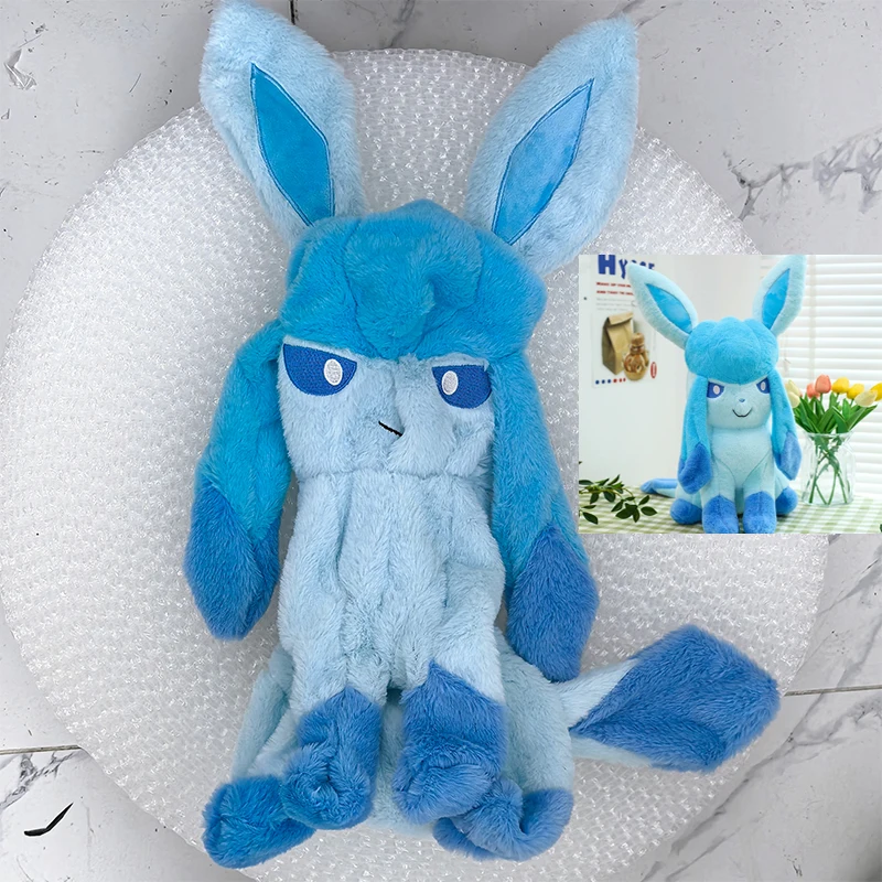 

Покемон огромный Glaceon аниме плюшевые игрушки Pokémon Plushie Kawaii полуфабрикат кожаная кобура подушка подарок для детей на Рождество