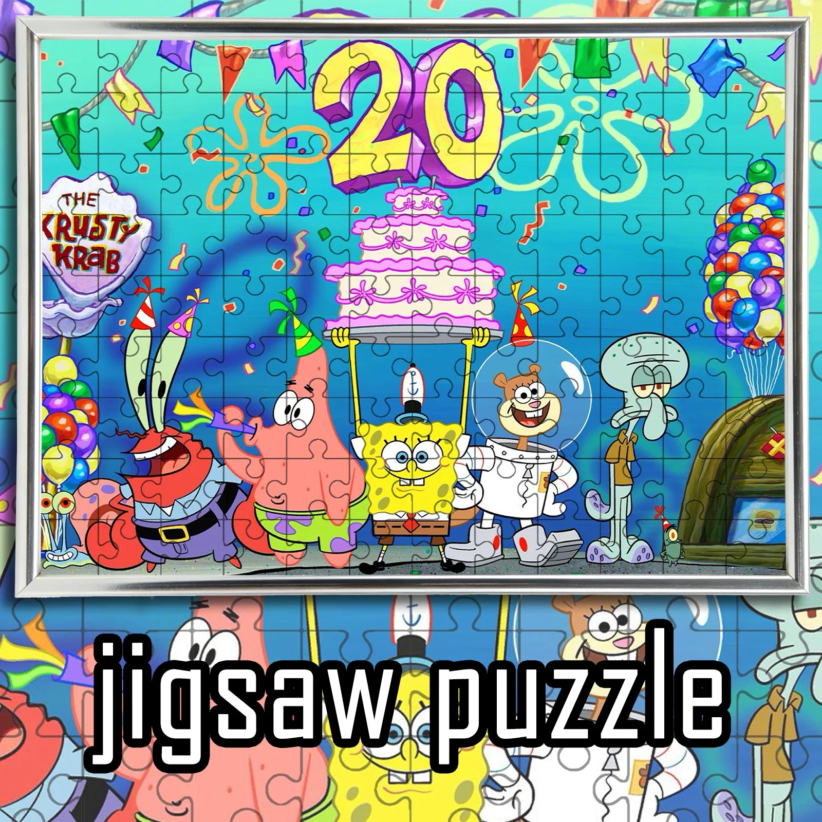 

SpongeBob SquarePants Theme 20th Birthday Gift theme Puzzle Jigsaw 108/200/300/500/1000Pcs Educational toys, decorations