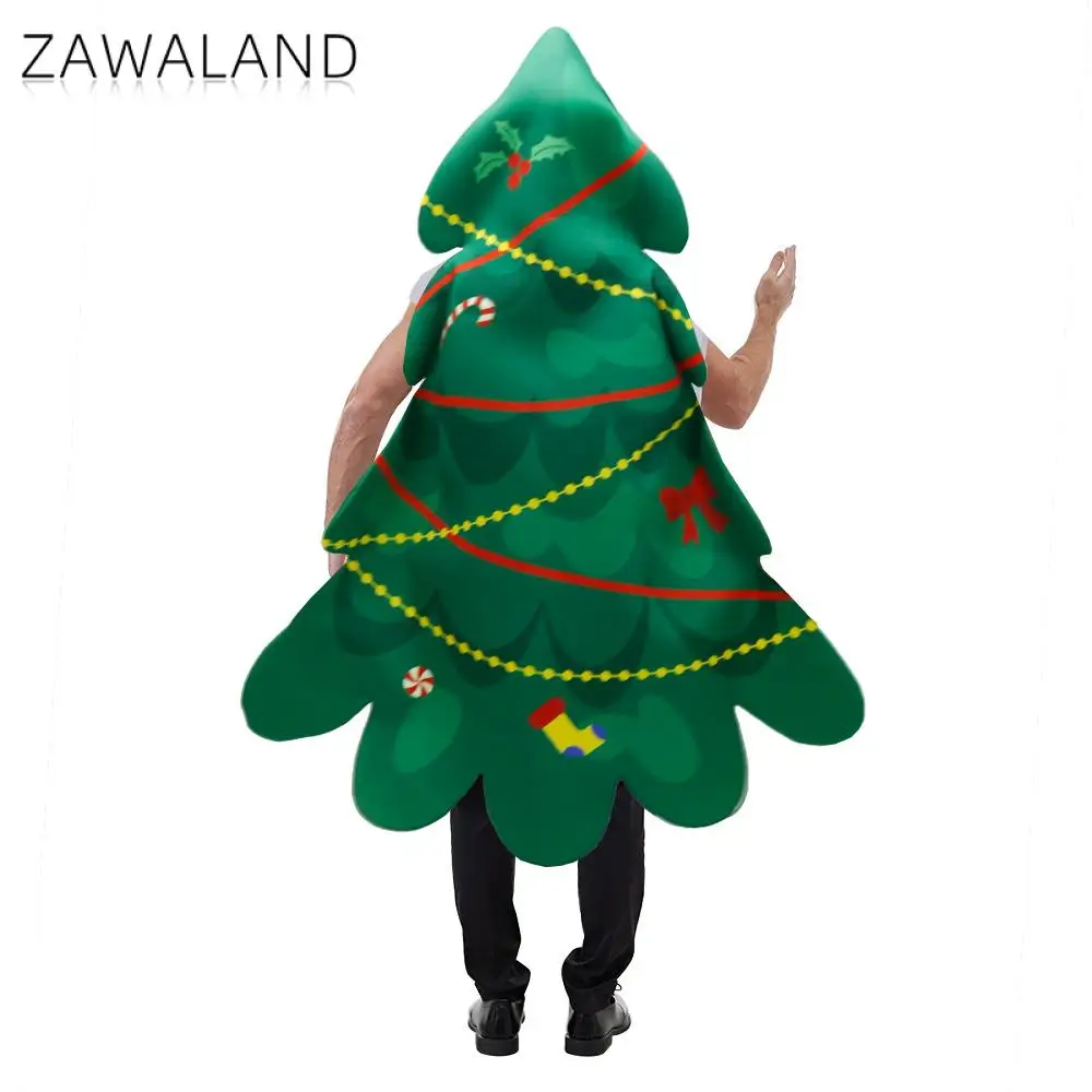 Zawaland Cosplay Christmas Tree Costume Funny Holiday Party Suit Woman Man Jumpsuit Carnival Onesie Show Disguisement Clothes