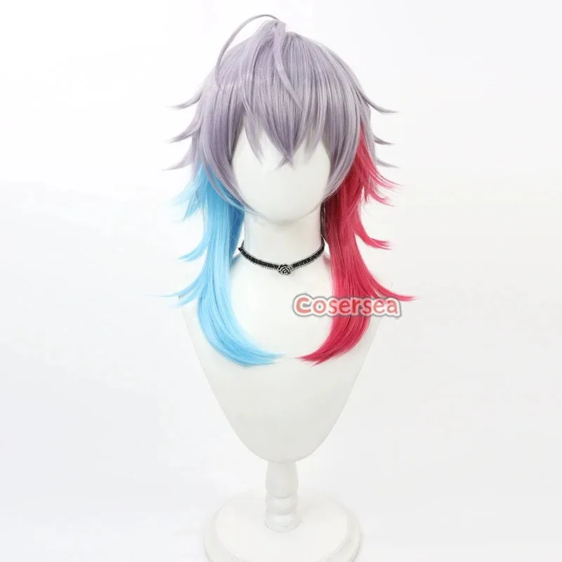 2025 11 Cosersea تأثيري الباروكات الظاهري YouTuber غفيز بيتيل 35 سنتيمتر رمادي مختلط أحمر أزرق كوس شعر مستعار الاصطناعية الشعر الحرارة إعادة