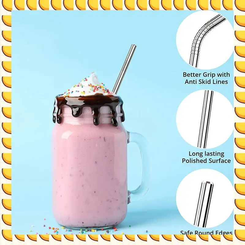 

Соломинки для питья BAAU 3X, 8,5-дюймовые экологически чистые многоразовые соломинки, соломинки для питья из нержавеющей стали для стакана, коктейлей с путешествиями