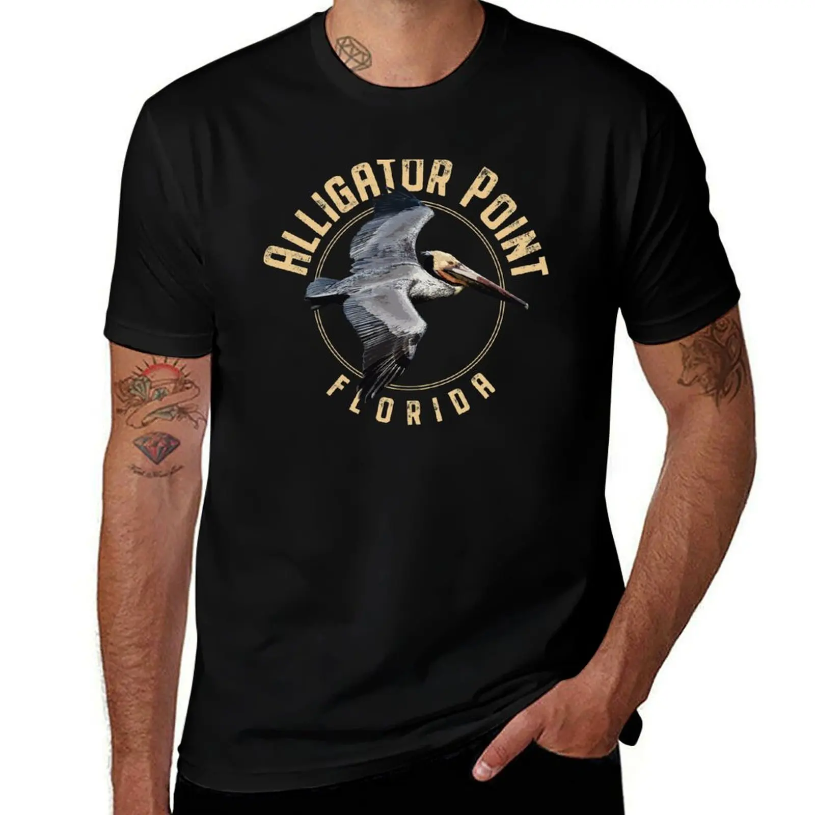 Alligator Point Florida Pelican Design T-Shirt High Elasticity Sports T-Shirt