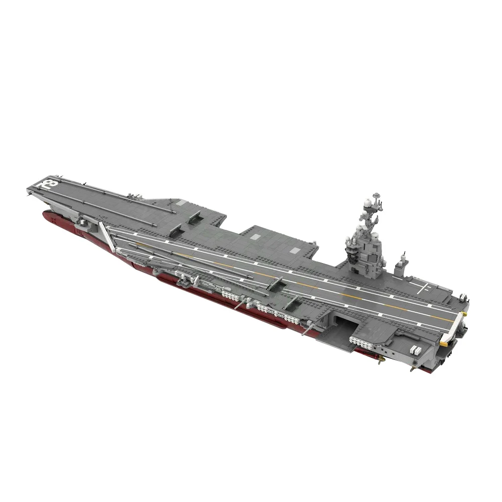 Gobricks MOC CVN-78 Gerald R. Ford Aircraft Carrier Building Blocks Model US Nuclear Power Aircraft Carrier Bricks Toys Kid Gift