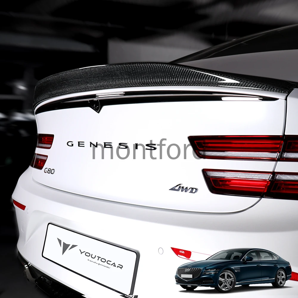 

For Hyundai Genesis G80 2021-2025 Spoiler High Quality Carbon Fiber Rear Wing Sport Spoiler Body Kit Accessories