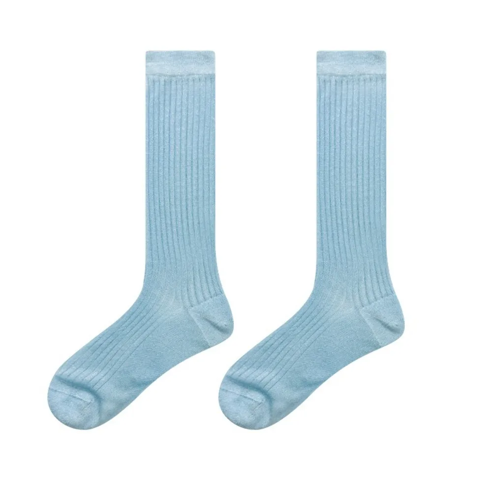

Fashionable Shiny JK Calf Socks Thin JK Style Mid Tube Socks Lolita Solid Color Pile Up Sock Women