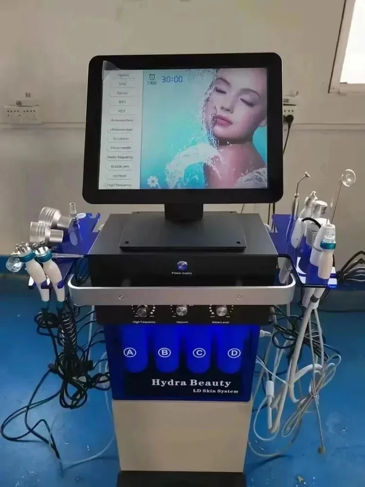Hot selling 14 in 1 Diamond Peeling Hydro Facial Machine Water Jet Aqua Facial Skin Care Oxygen Bubble Apa Beauty Equipment