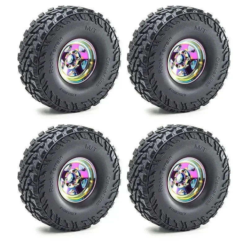 

4pcs 120mm 1.9" Metal Beadlock Wheel Rim Rubber Tire Set for 1/10 RC Crawler Car TRX4 90046 SCX10 Axial
