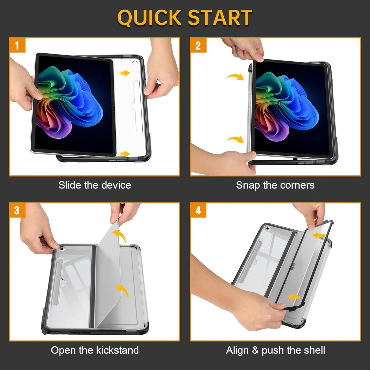 

Hard Case for Microsoft Surface Pro 12 Inch 1st Edition (2025) - Shockproof Folio Rugged Cover with Clear Transparent Back Shell