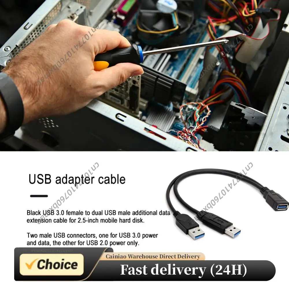 

Кабель-удлинитель USB 3.0 с двумя портами USB и дополнительным питанием, внешние USB-аксессуары для ПК, для 2,5-дюймовых внешних жестких дисков