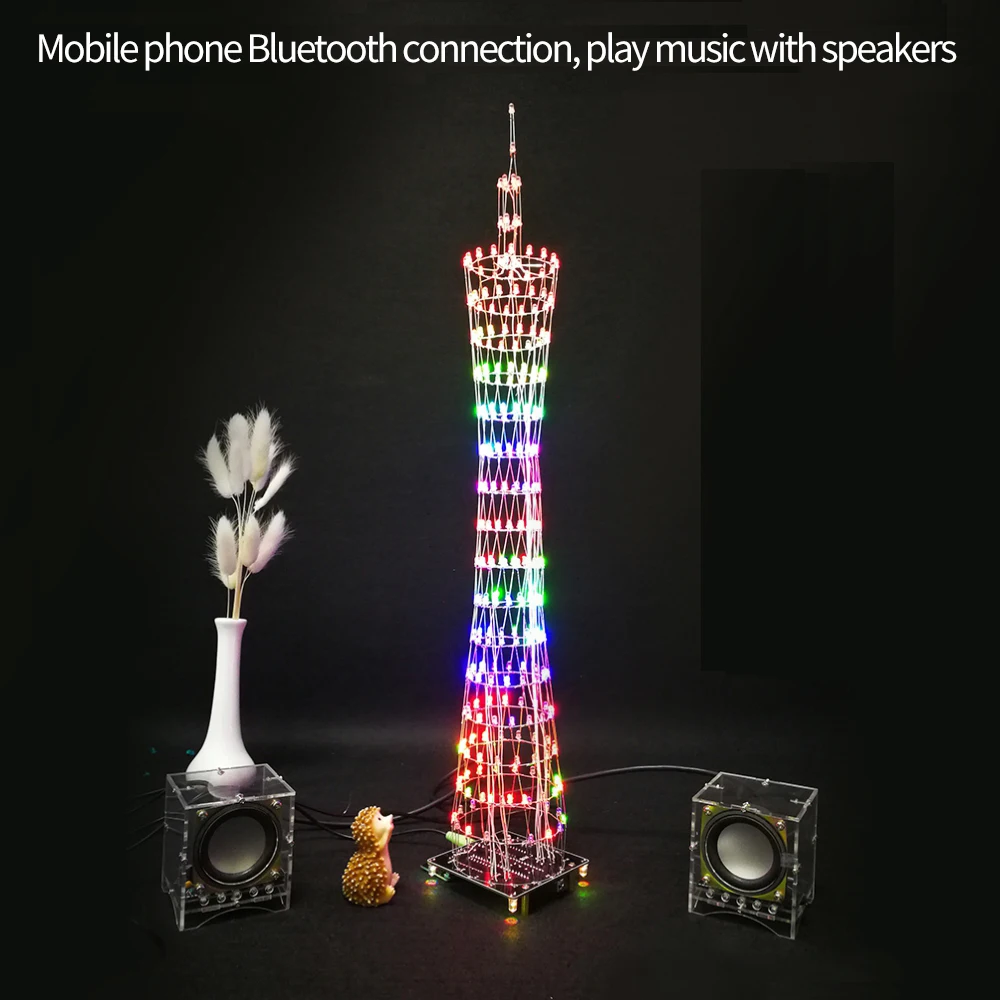 الملونة LED برج الكانتون 16*16 لتقوم بها بنفسك أجزاء أطقم مصباح مكعب عرض الموسيقى الإلكترونية الطيف لحام عدة واي فاي APP/بلوتوث