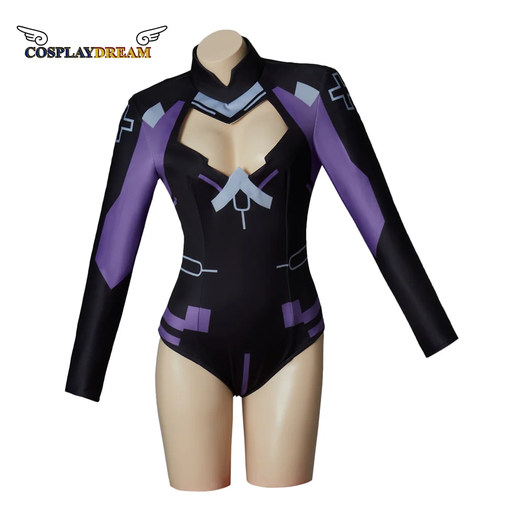 Game Hyperdimension Neptunia Nepgear Cosplay Costume MK Black Purple Sister Sexy Jumpsuit Women Black Purple Leather Bodysuit