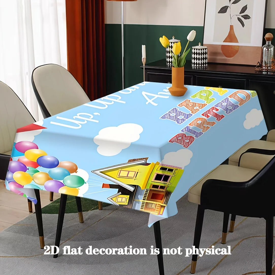 2D flat single piece birthday-themed tablecloth, suitable for birthday celebrationsxzj