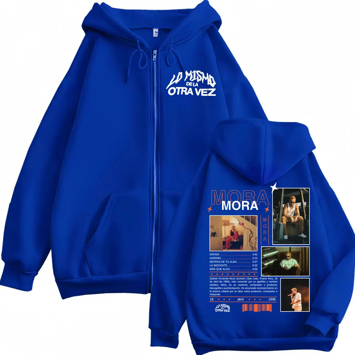 Rapper Mora Lo Mismo De Siempre 2025 New Album Graphic Zipper Hoodie Men Women Clothing Fashion Hip Hop Zip Up Hooded Sweatshirt