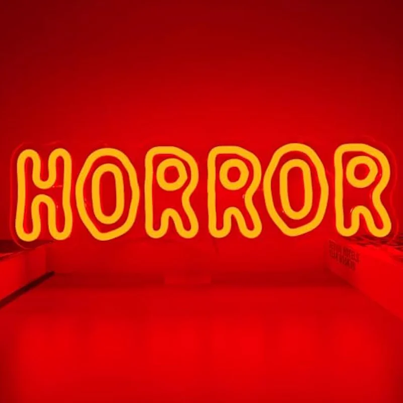 

Неоновая вывеска ужасов для декора стен, 5/12 В, USB-питание, знак фильмов ужасов для страшной комнаты, Хэллоуин, с регулируемой яркостью для любителей фильмов