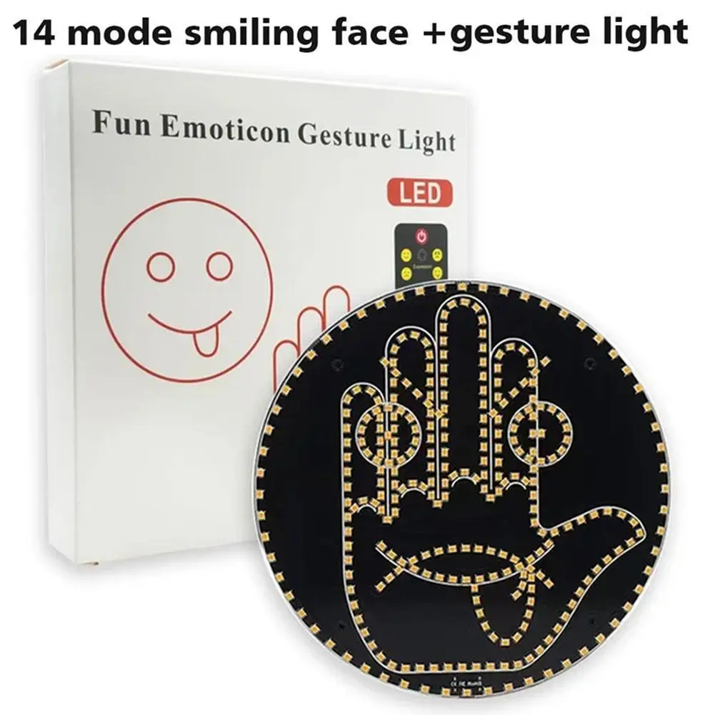 

Car LED Funny Facial Expression Light With Remote Control Rear Window Multi-function Warning Reminder Lamp Accessories