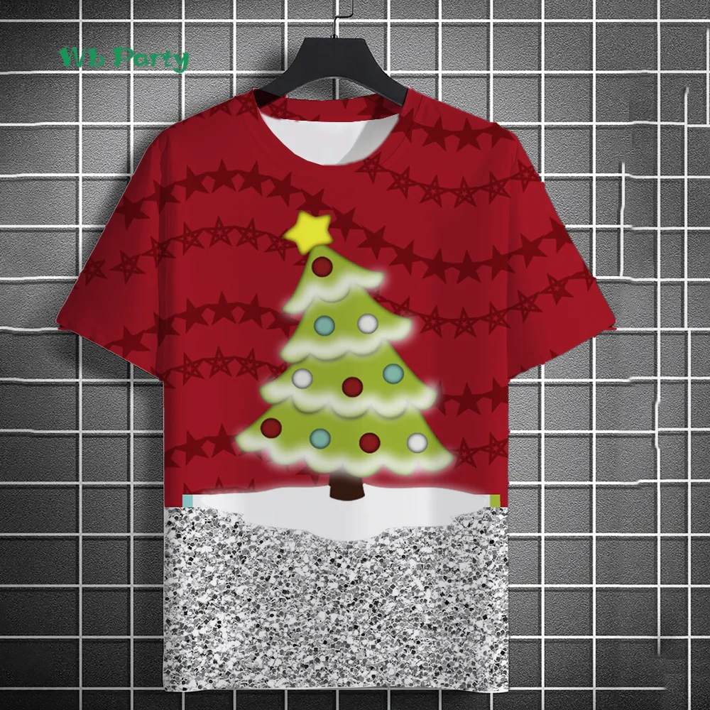 

Christmas Men's T-Shirt Summer Funny Print Men's Tops Trendy Versatile Men's Clothing Fashion Round Neck Men's Short Sleeve Tee