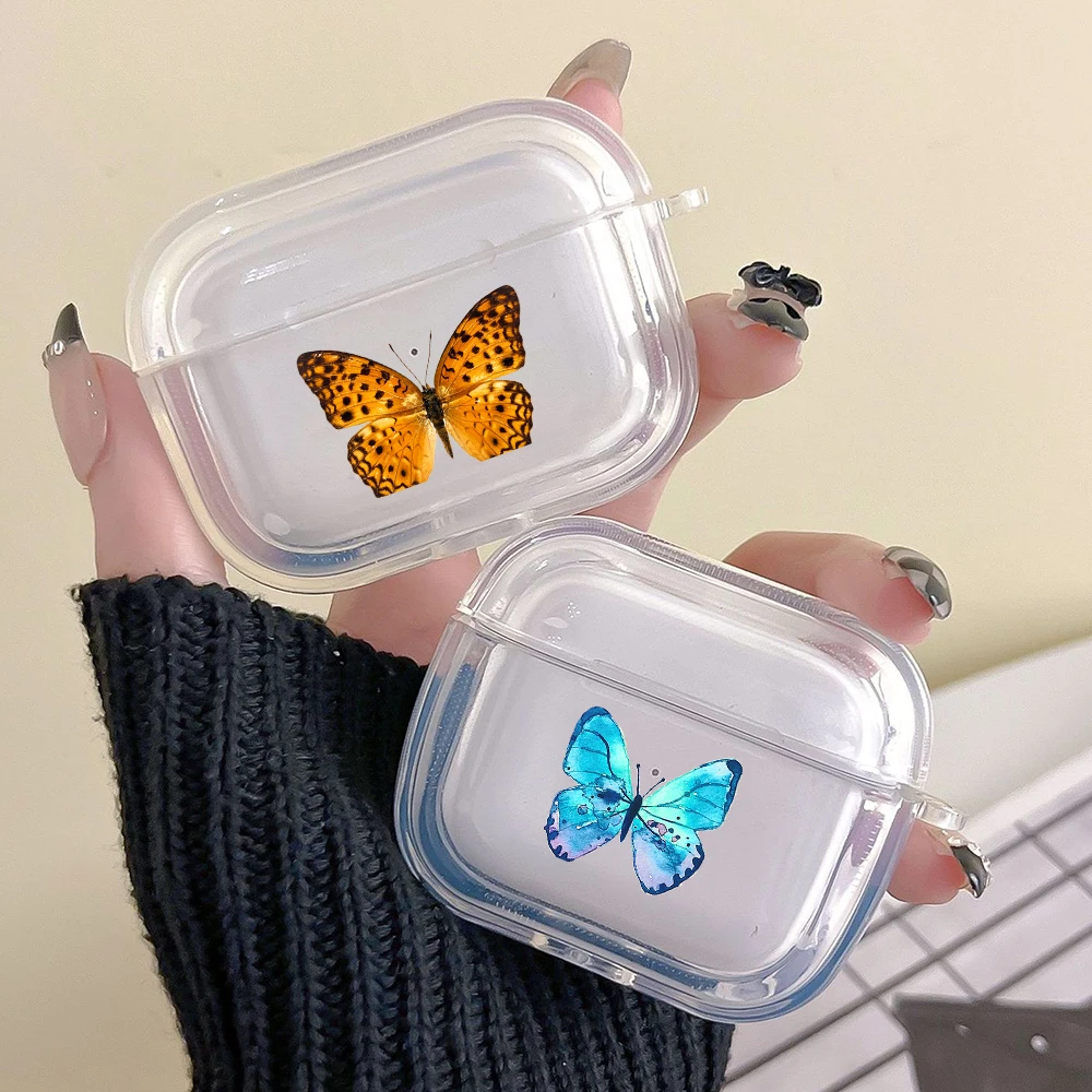 Earphone Case For Airpods 4 3 2 1 Pro3 Pro2 With Keychain Cute Butterfly Collection Fashion For Airpods 4 Charging Clear Cover